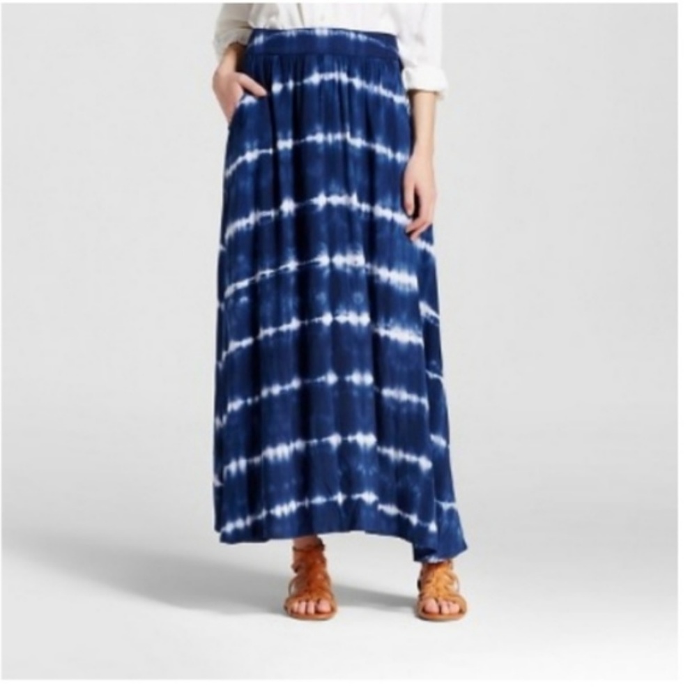 Merona Blue Tie Dye Maxi Skirt S